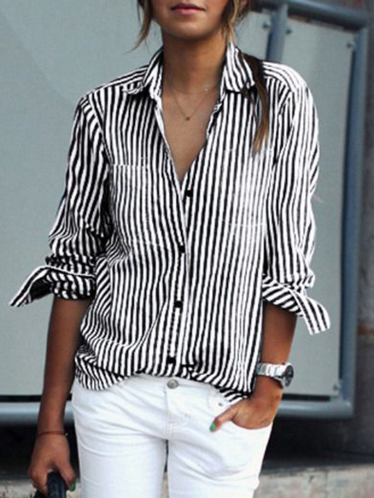 Casual Shirt Collar Blouses