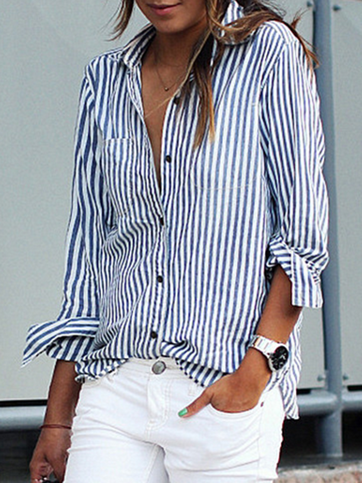 Casual Shirt Collar Blouses