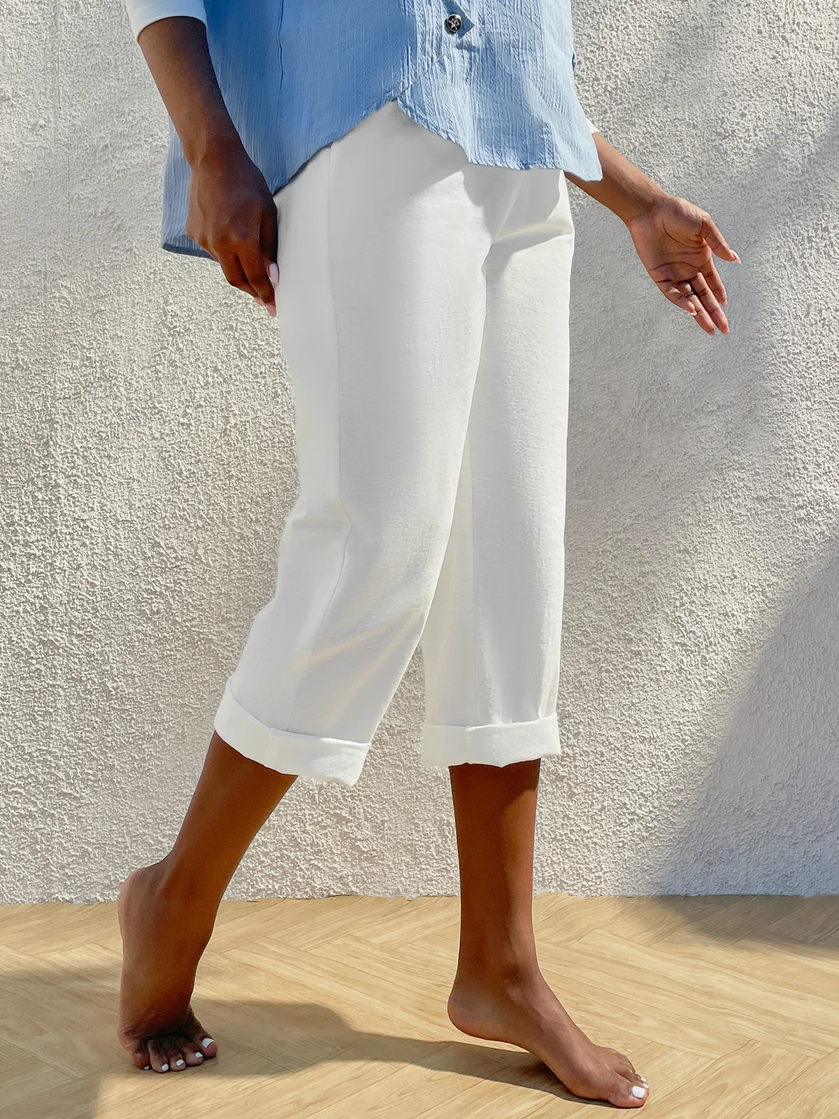 Solid Linen Loosen Linen & Cotton Bottoms