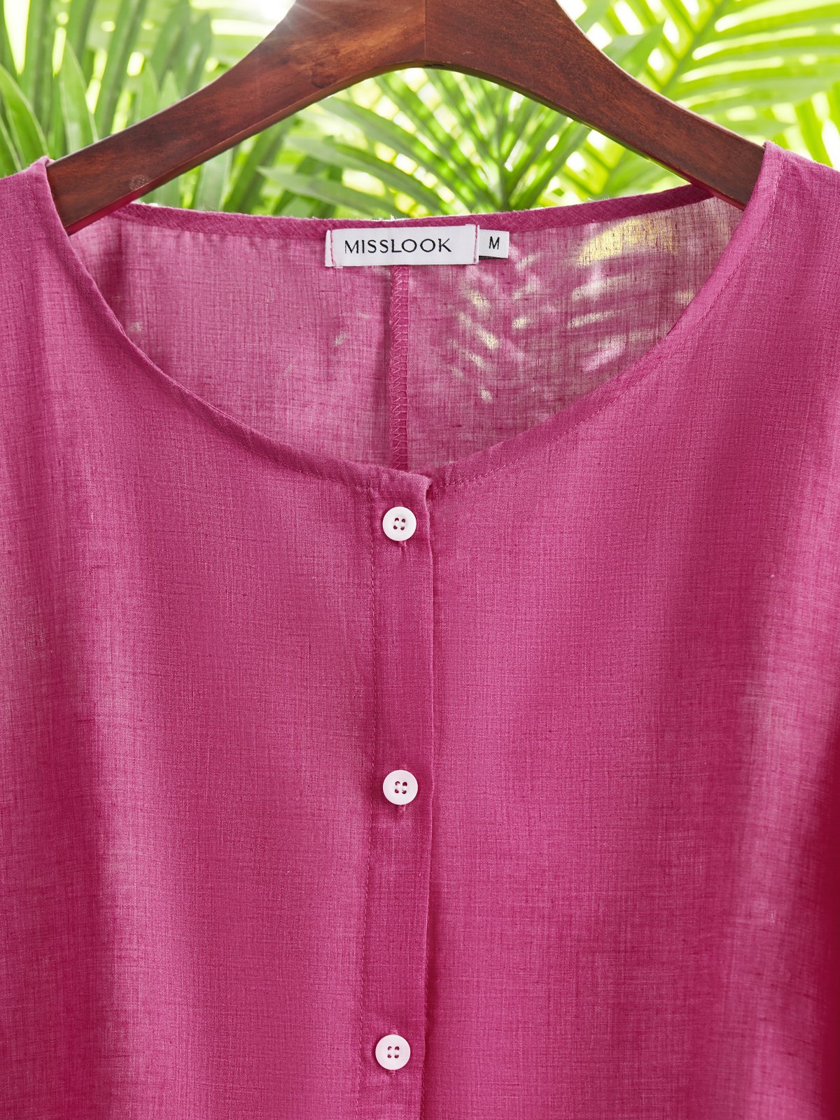 Solid Cotton Blends Blouses