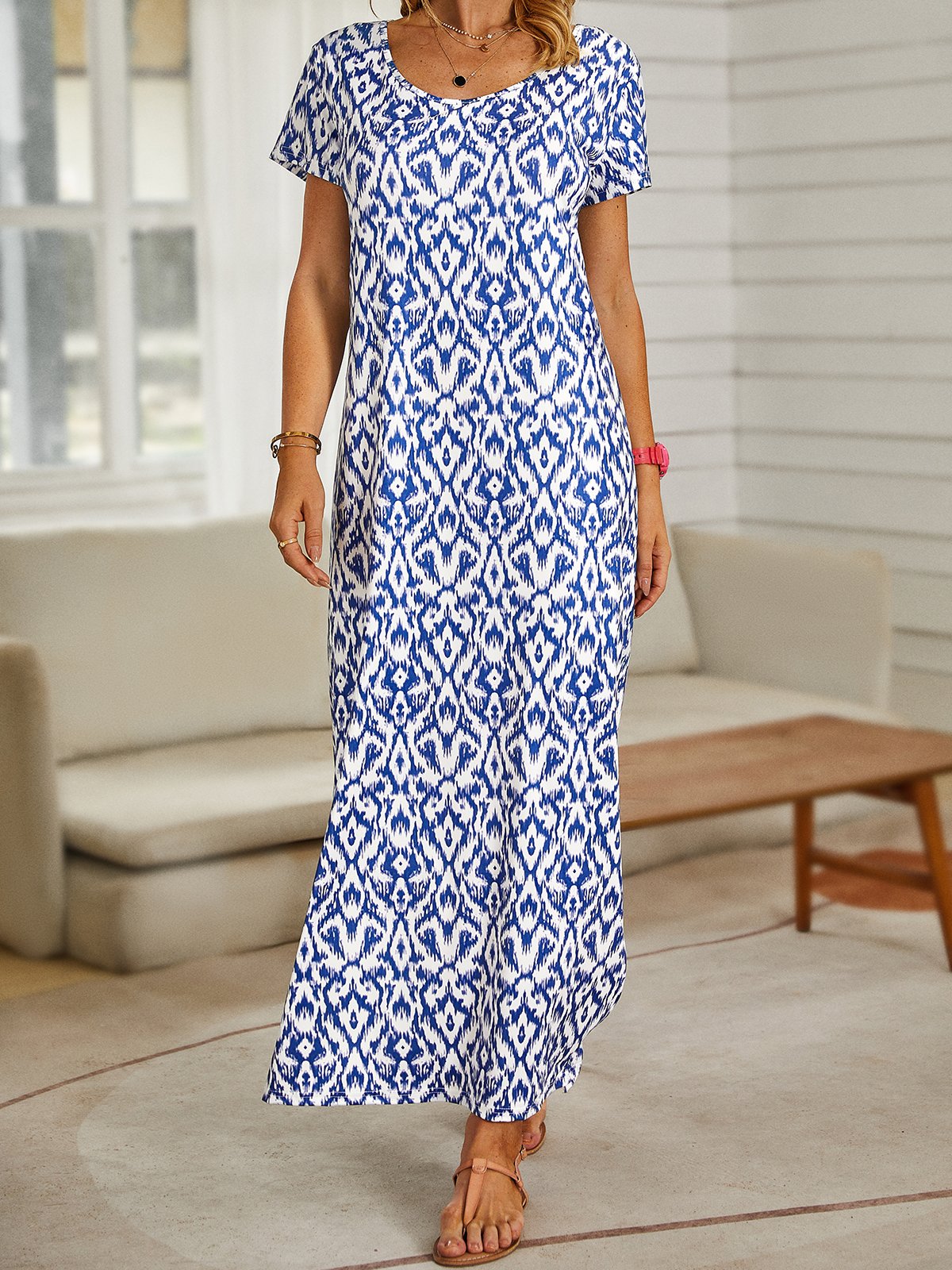 Loose Ethnic Jersey Maxi