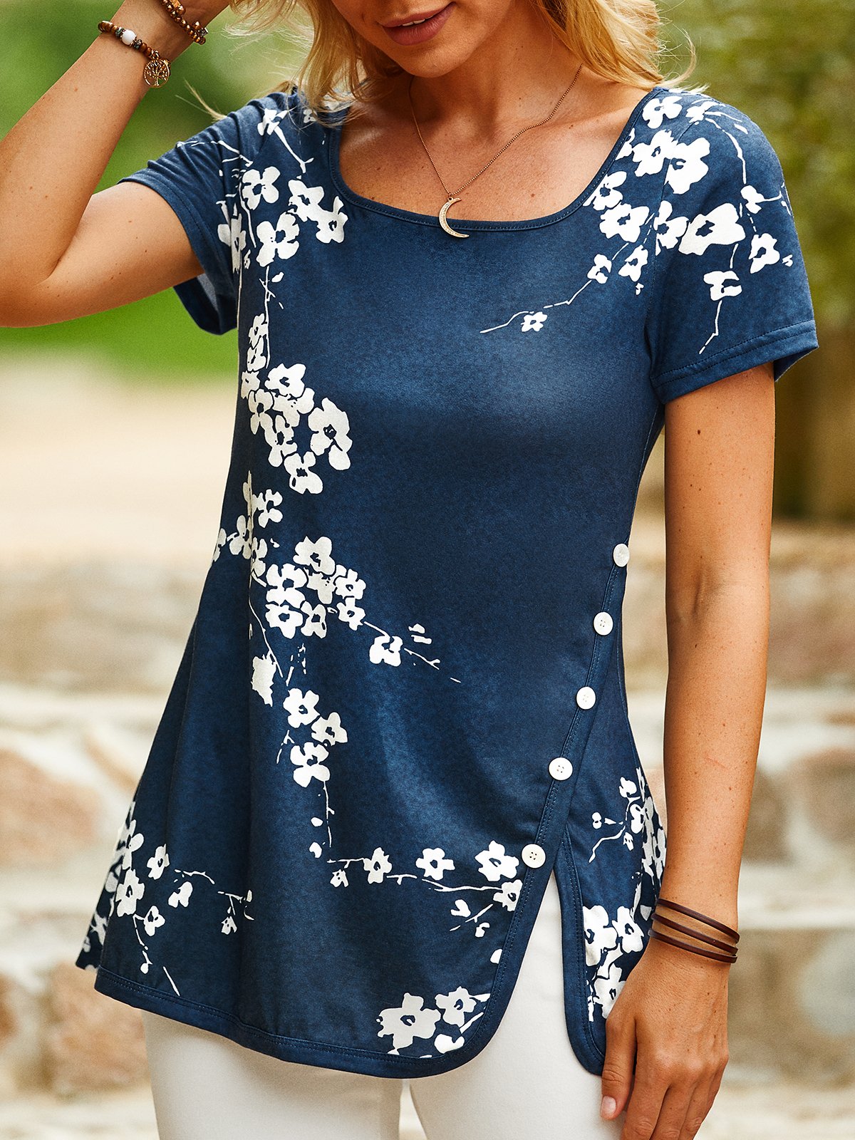 Floral Jersey Casual T-Shirt