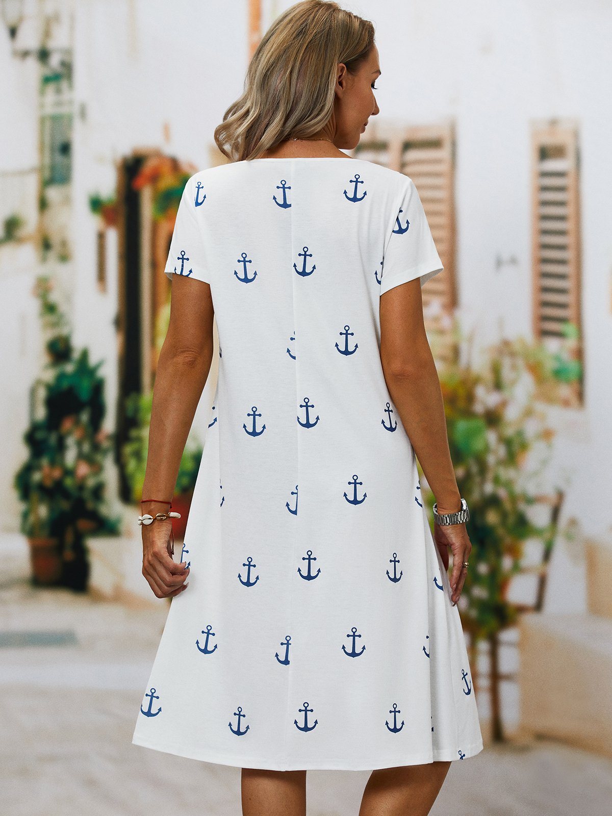 Printed Casual V Neck Shorts
