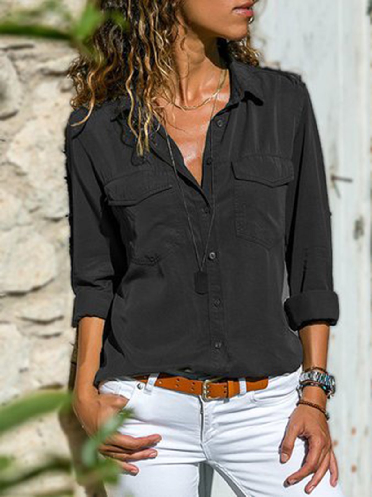 Loosen Casual Shirt Collar Blouses