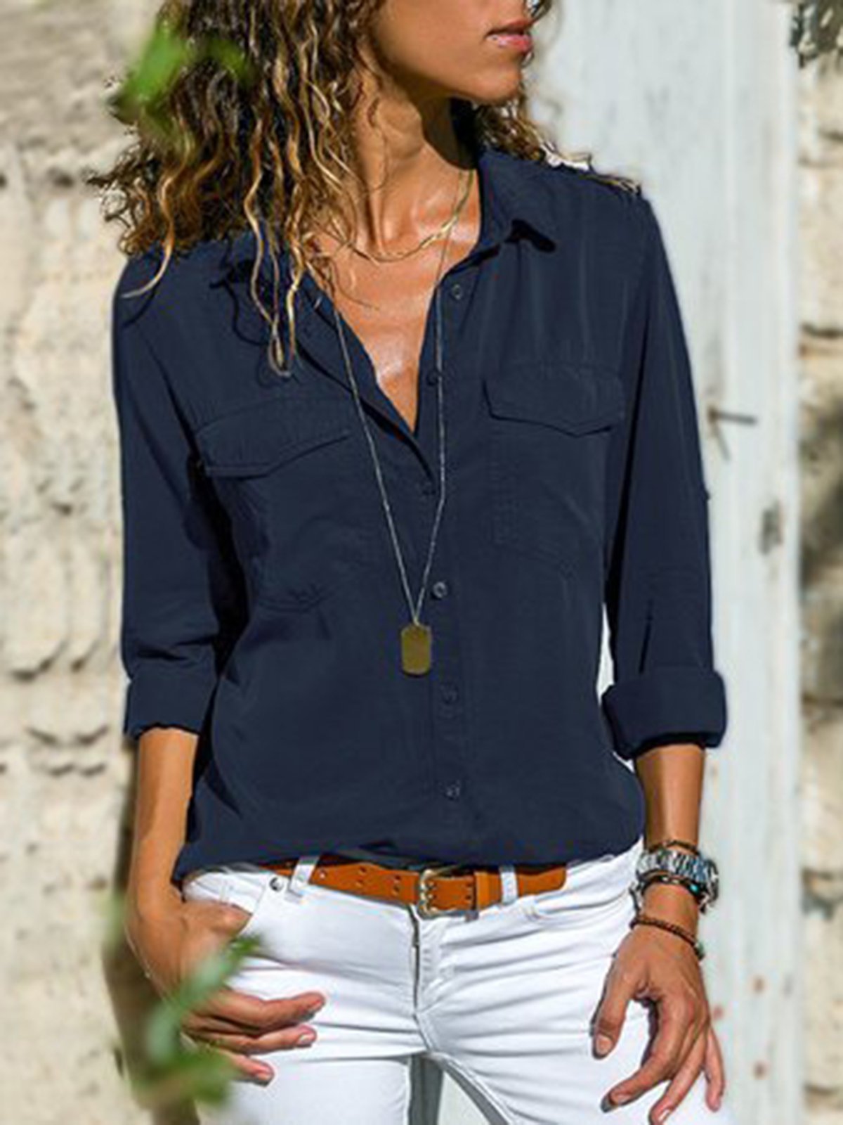 Loosen Casual Shirt Collar Blouses