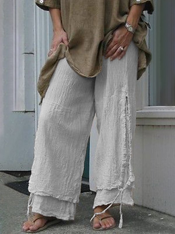 Casual Linen Solid Pants
