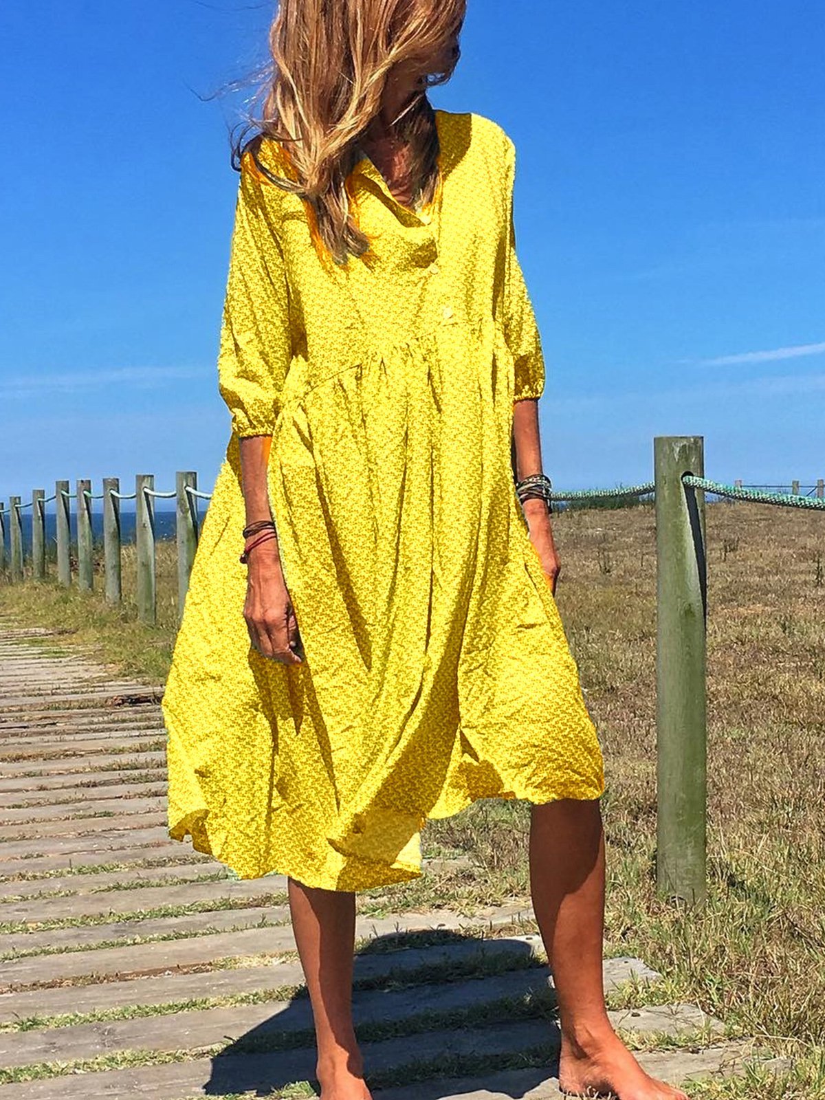Casual Loosen Lapel Midi
