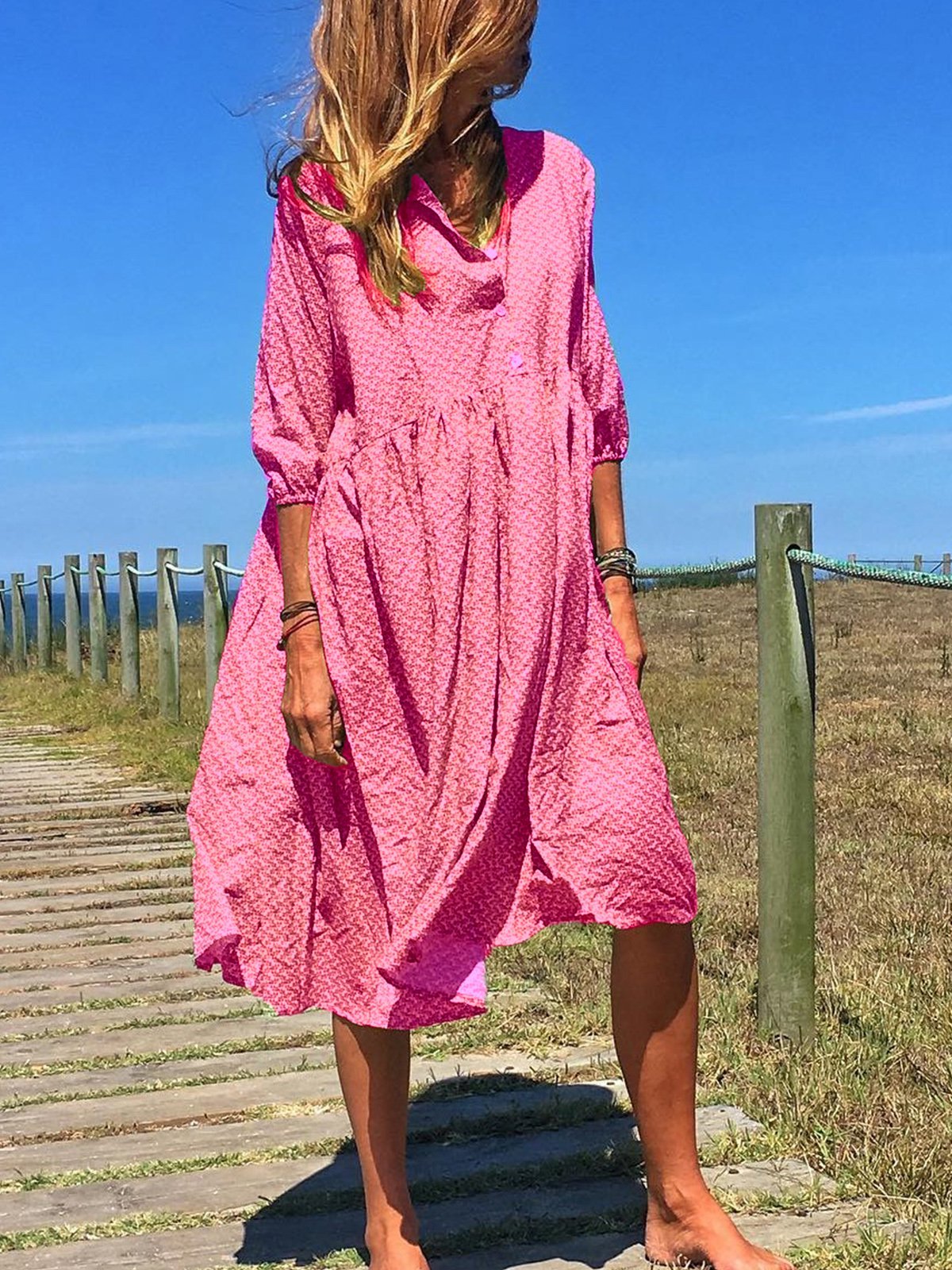 Casual Loosen Lapel Midi