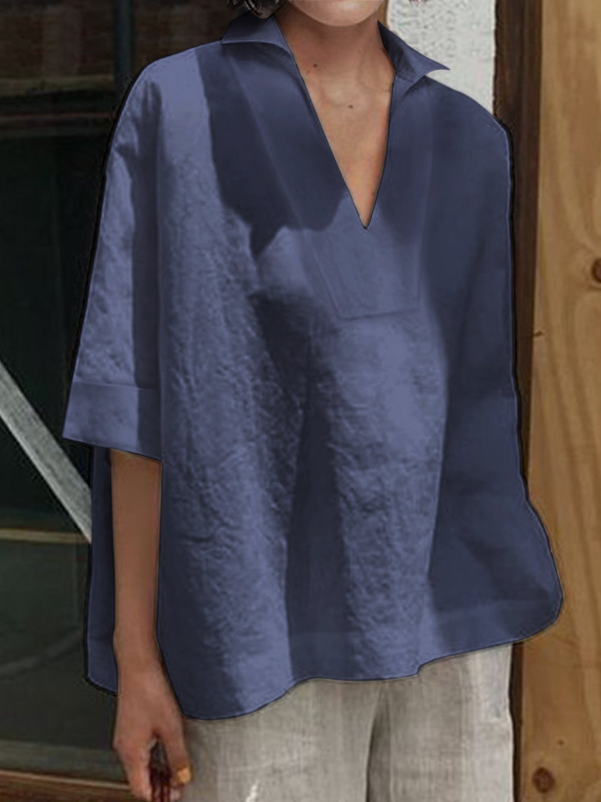Half Sleeve V Neck Top
