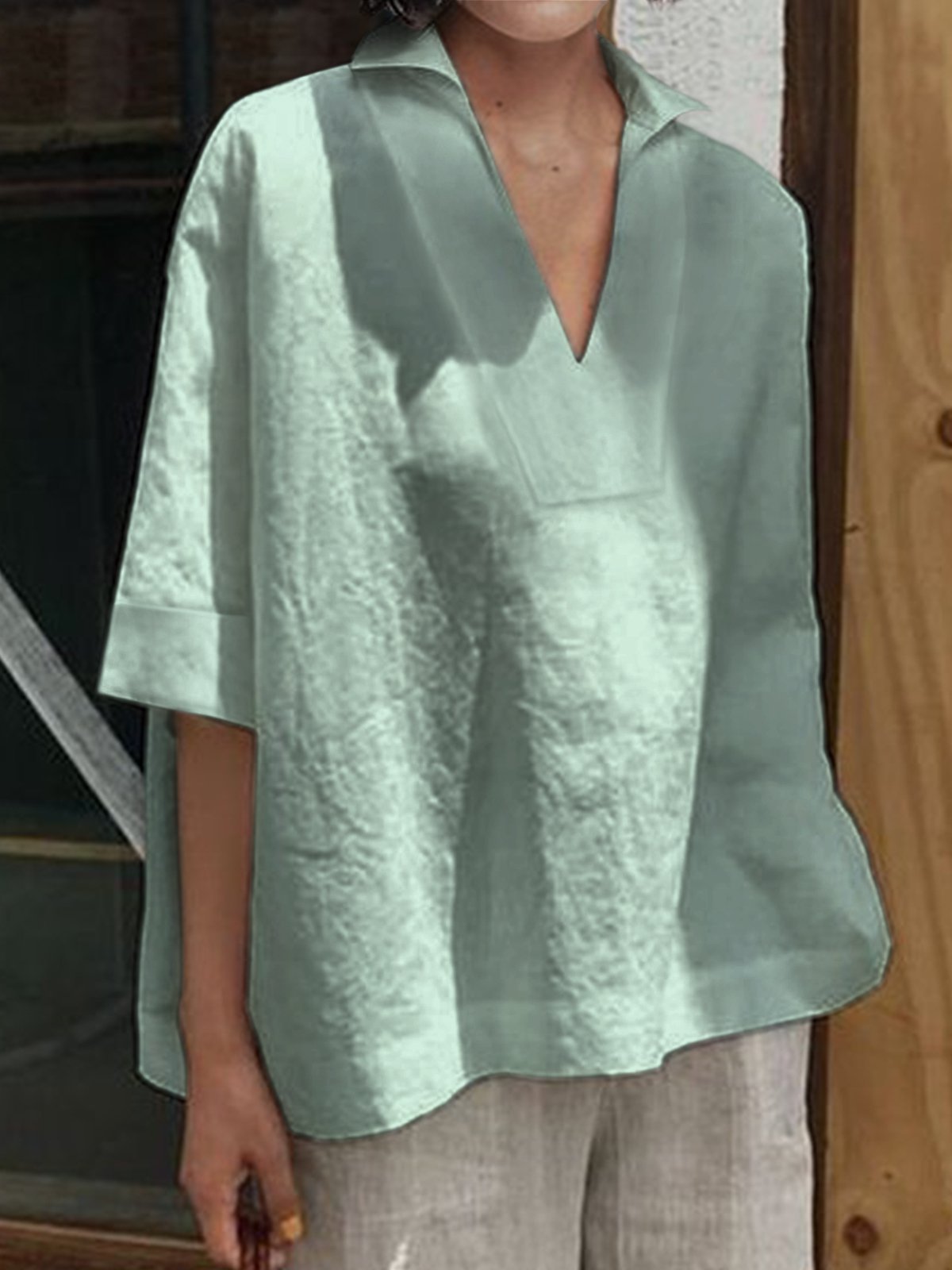 Half Sleeve V Neck Top
