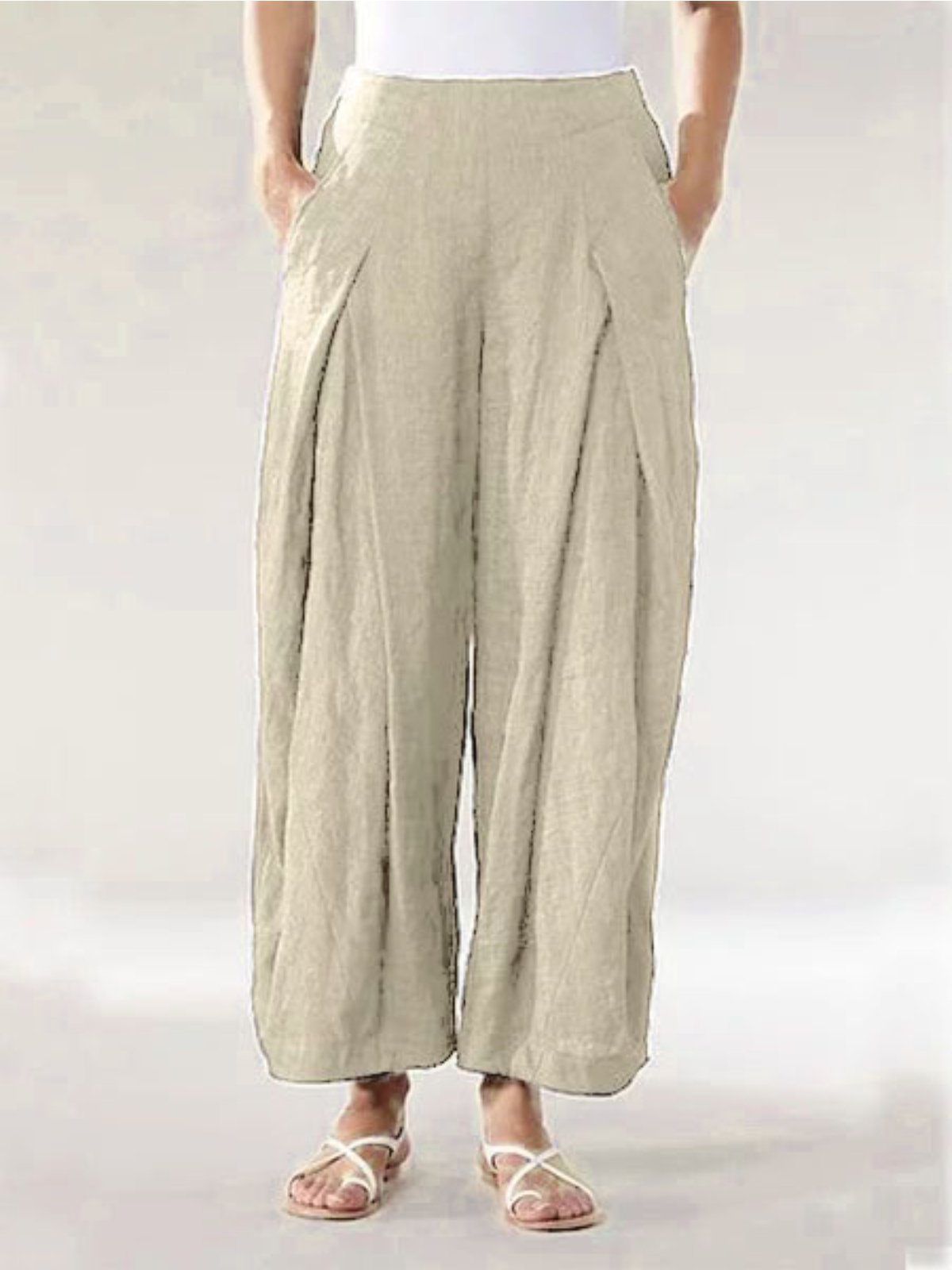 Cotton Solid Pockets Pants