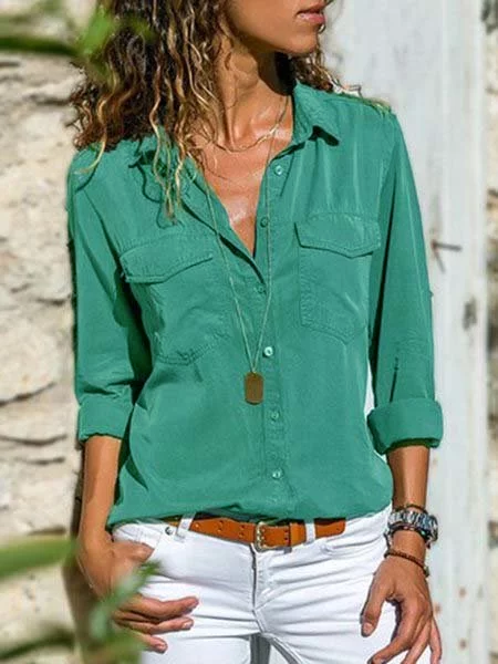 Loosen Casual Shirt Collar Blouses