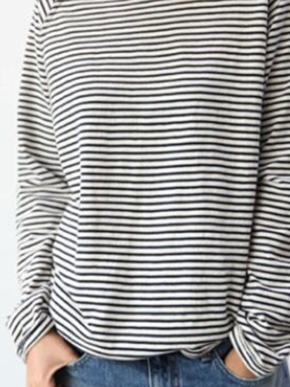 Casual Round Neck Striped Causal Top