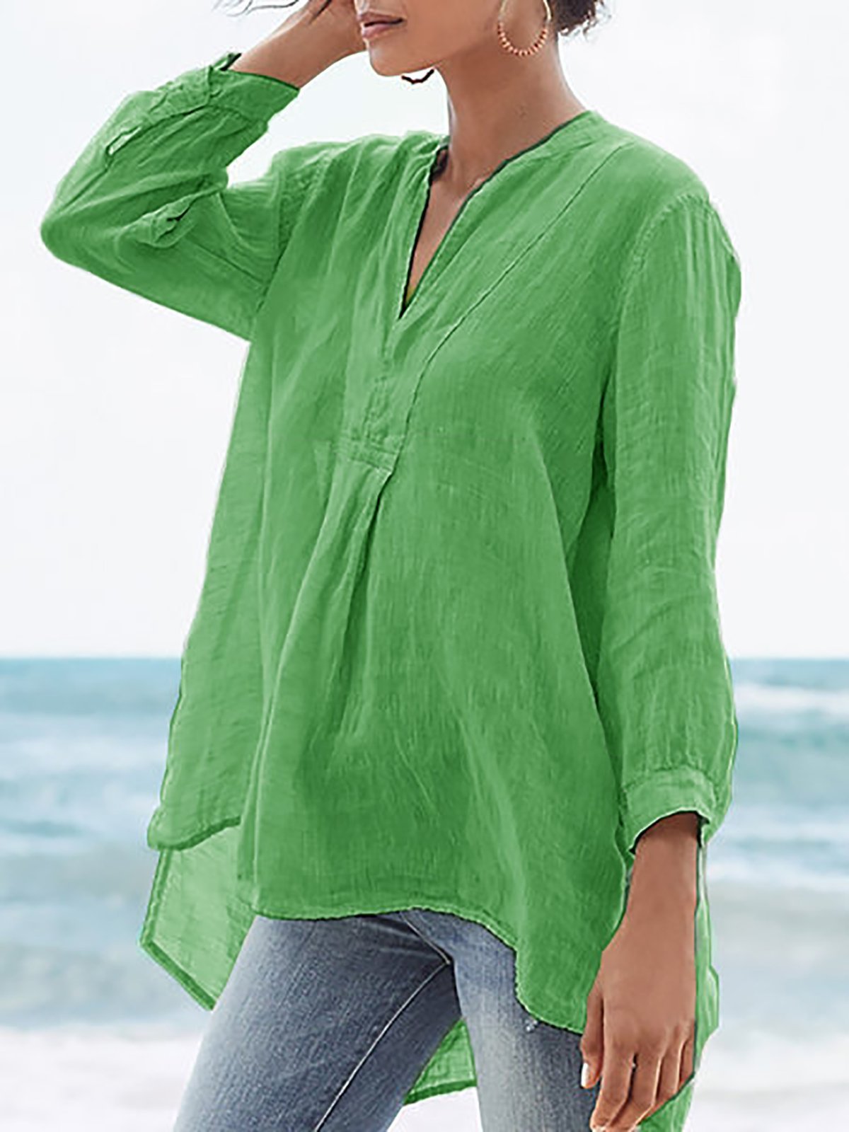 Ruched Casual Cotton Blouses