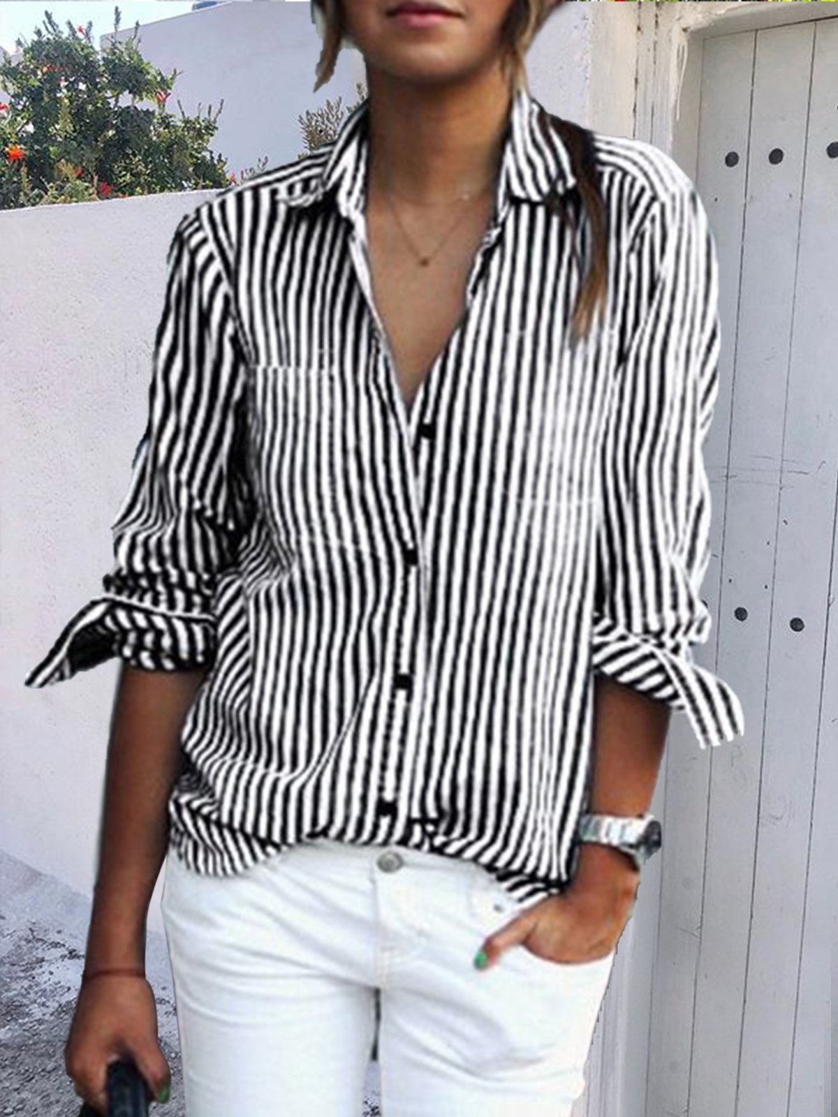 Casual Shirt Collar Blouses
