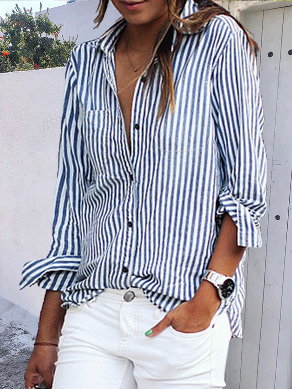 Casual Shirt Collar Blouses