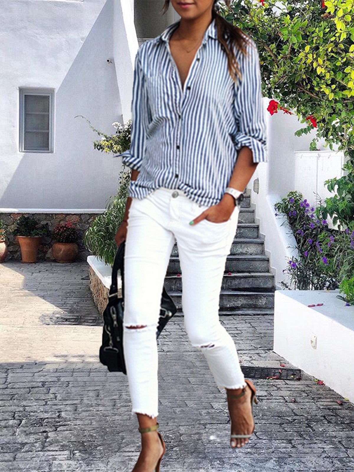 Casual Shirt Collar Blouses