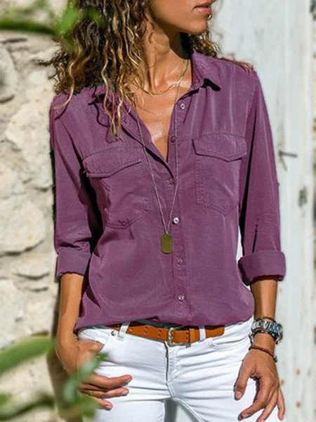 Loosen Casual Shirt Collar Blouses