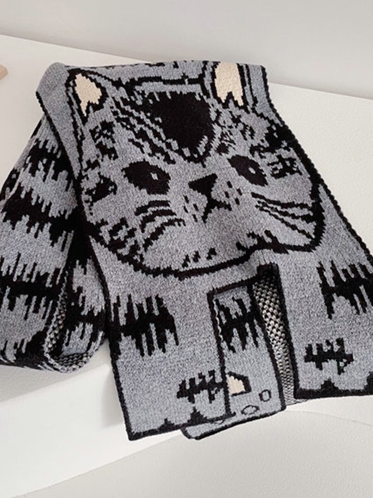 Cat Knitted Scarf
