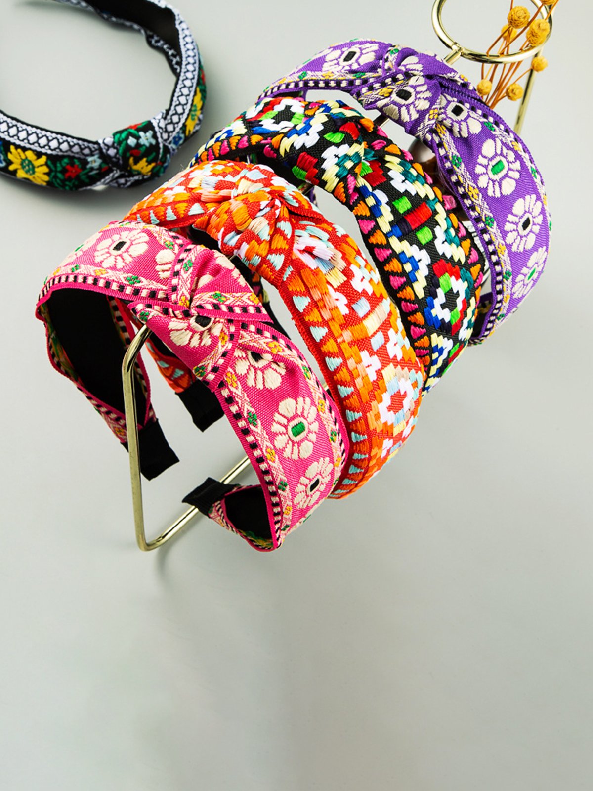 Retro Ethnic Embroidery Flower Hair Hoop