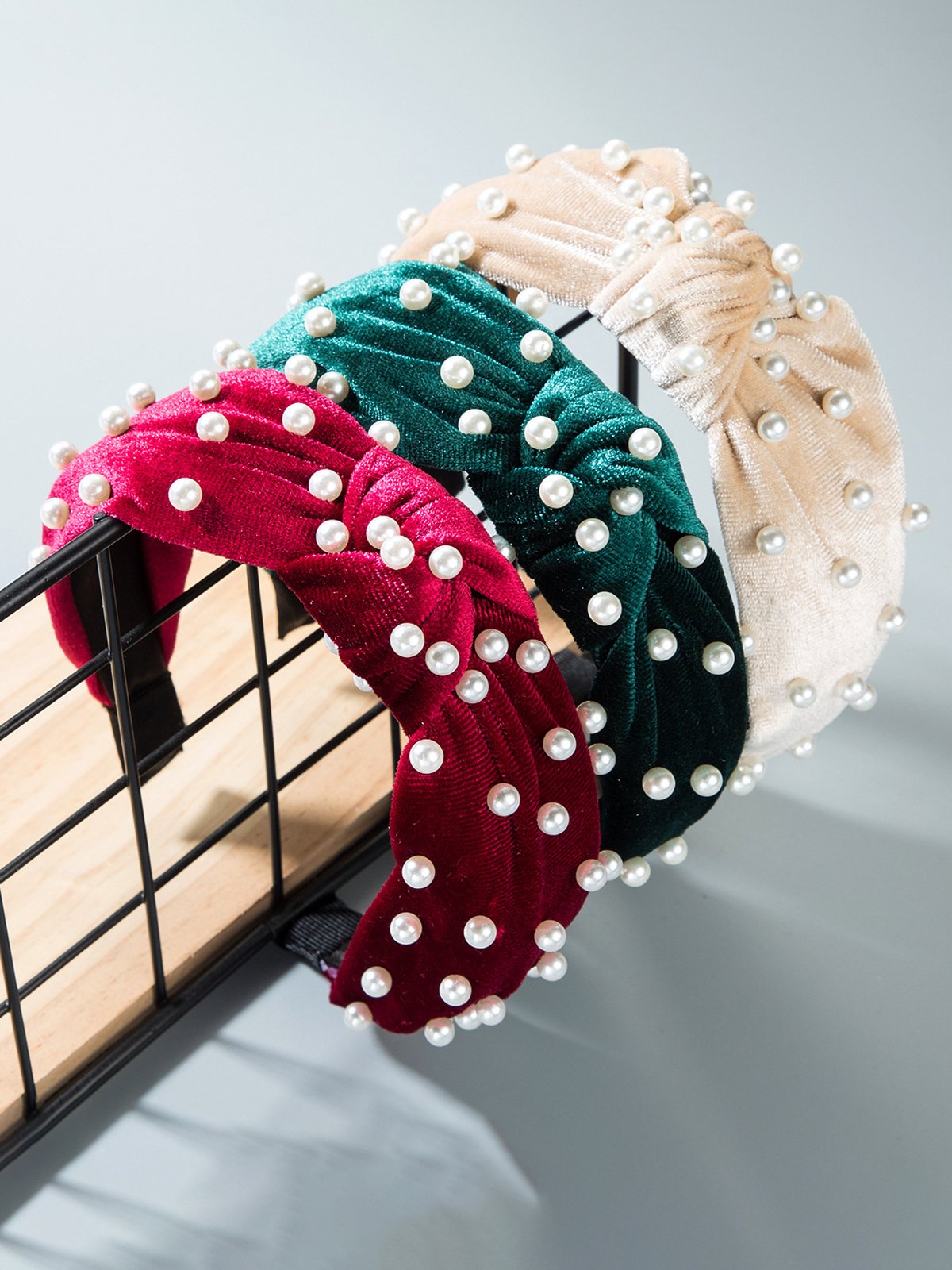 Christmas Vintage Pearl Suede Hair Hoop