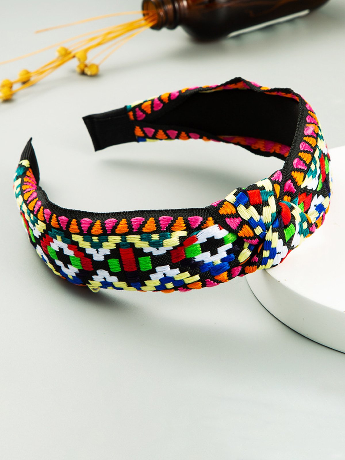 Retro Ethnic Embroidery Flower Hair Hoop