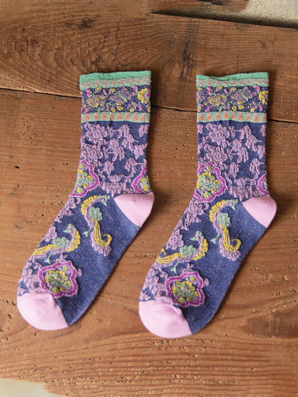 Vintage Embroidered Cotton Socks
