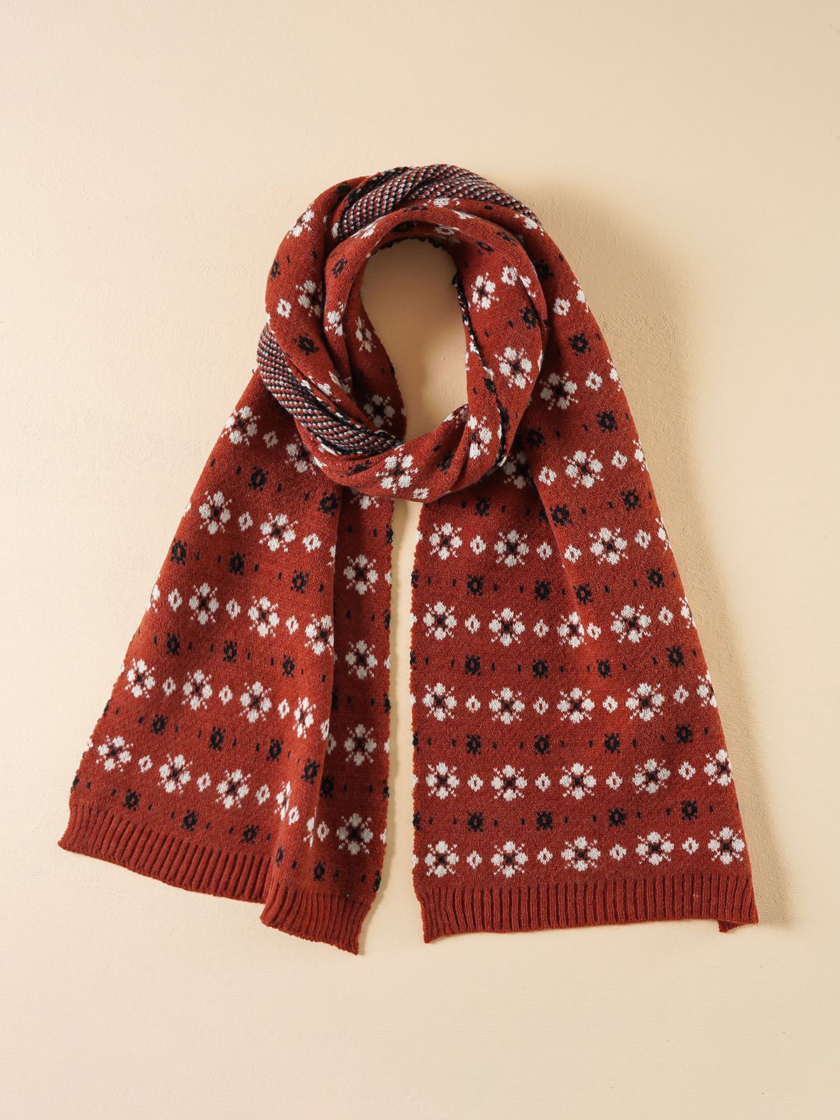 Simple Floral Acrylic Warm Scarf
