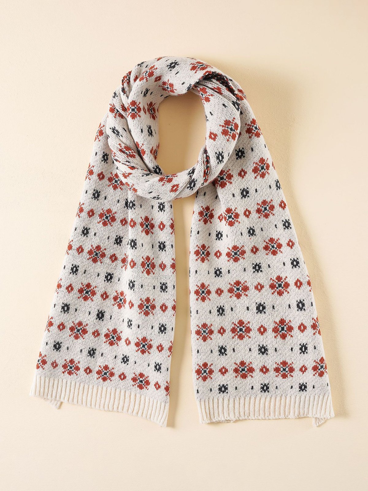 Simple Floral Acrylic Warm Scarf