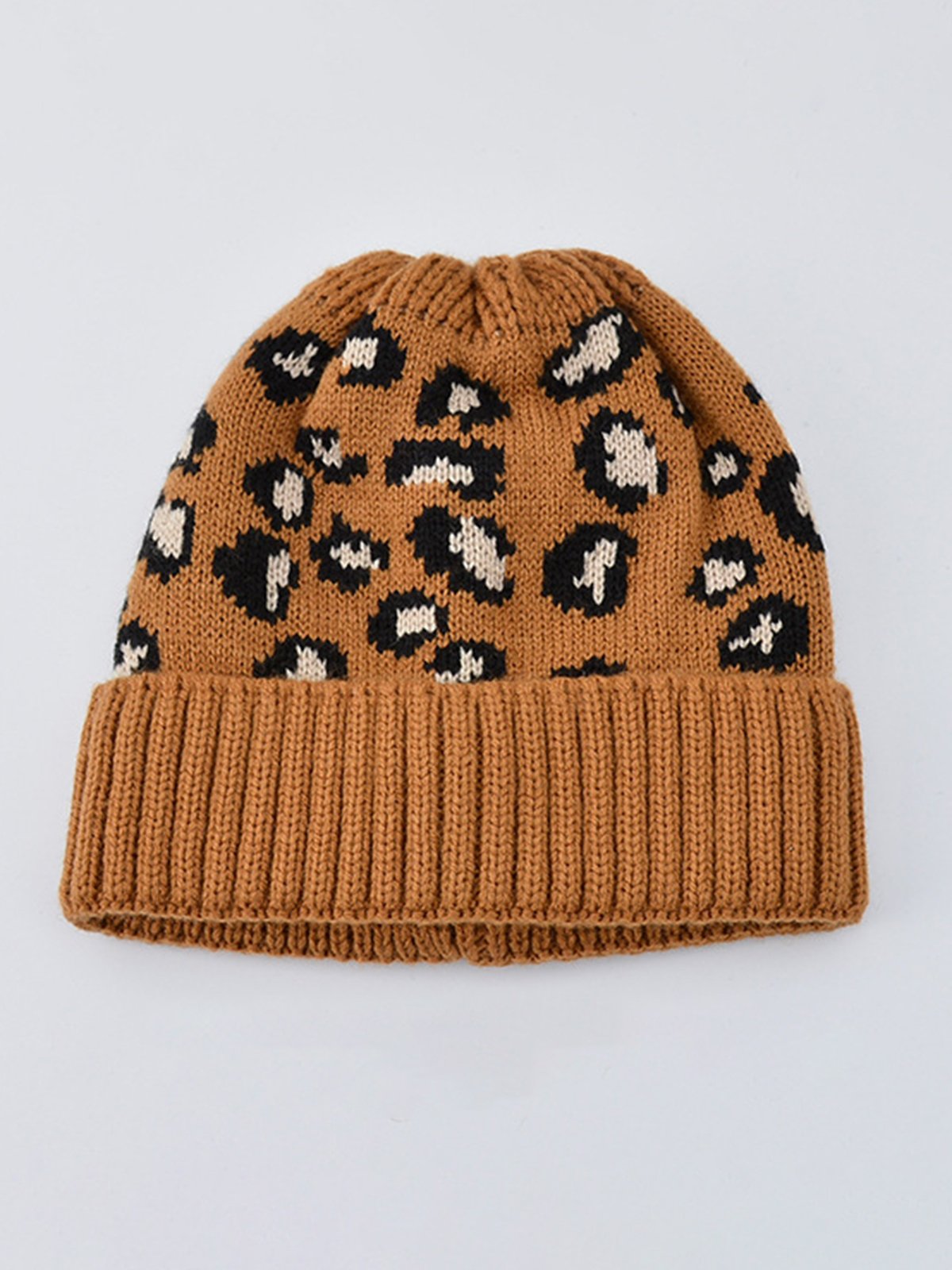 Casual Leopard Print Knitted Warm Hat