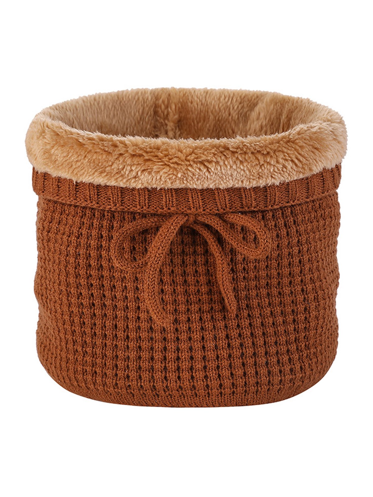 Simple Plain Waffle Plus Velvet Warm Scarf
