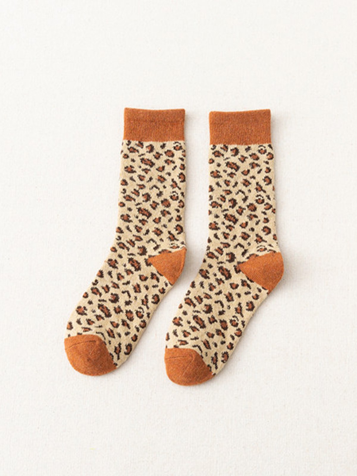 Wool Leopard Striped Thermal Socks
