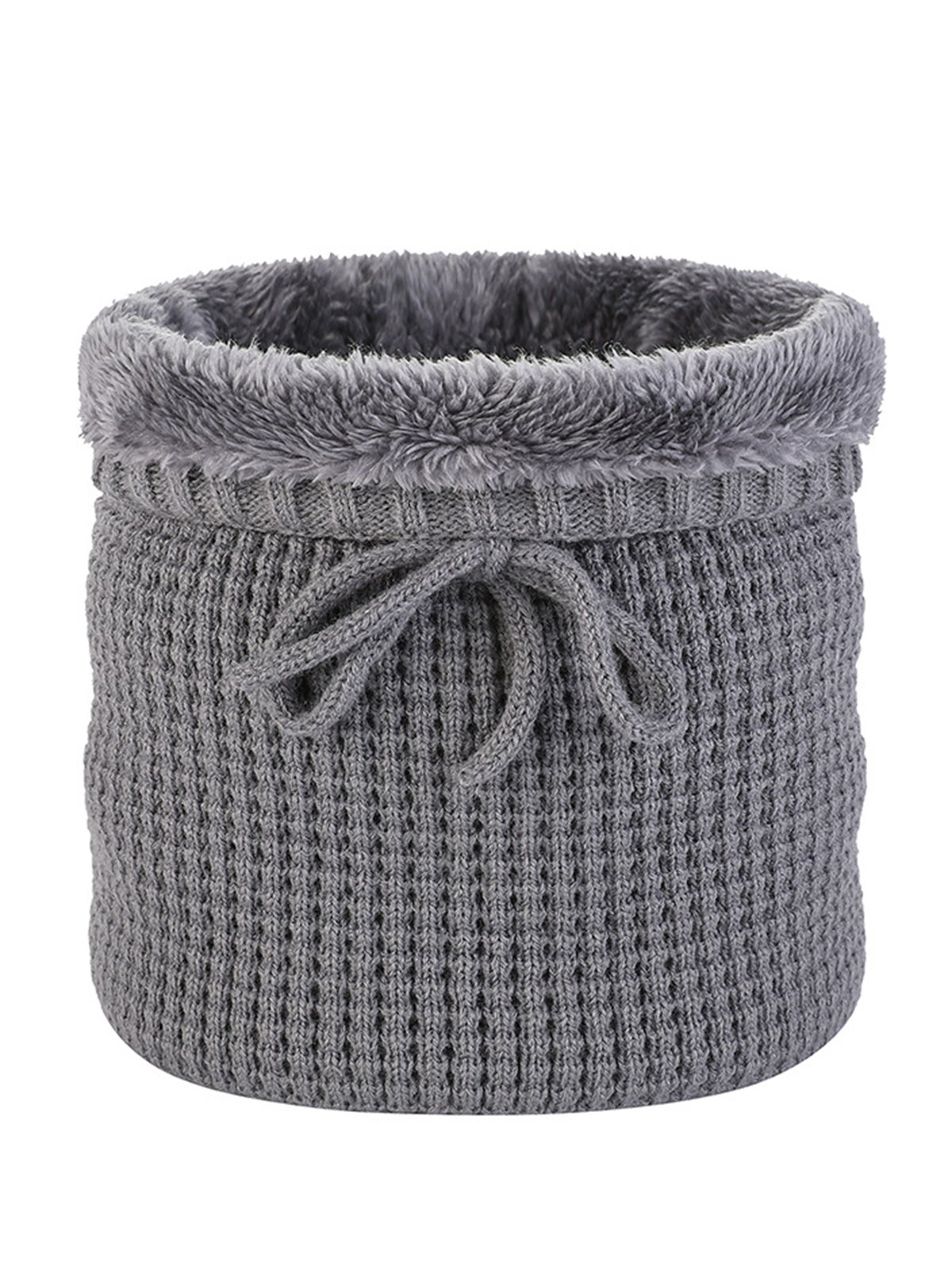 Simple Plain Waffle Plus Velvet Warm Scarf