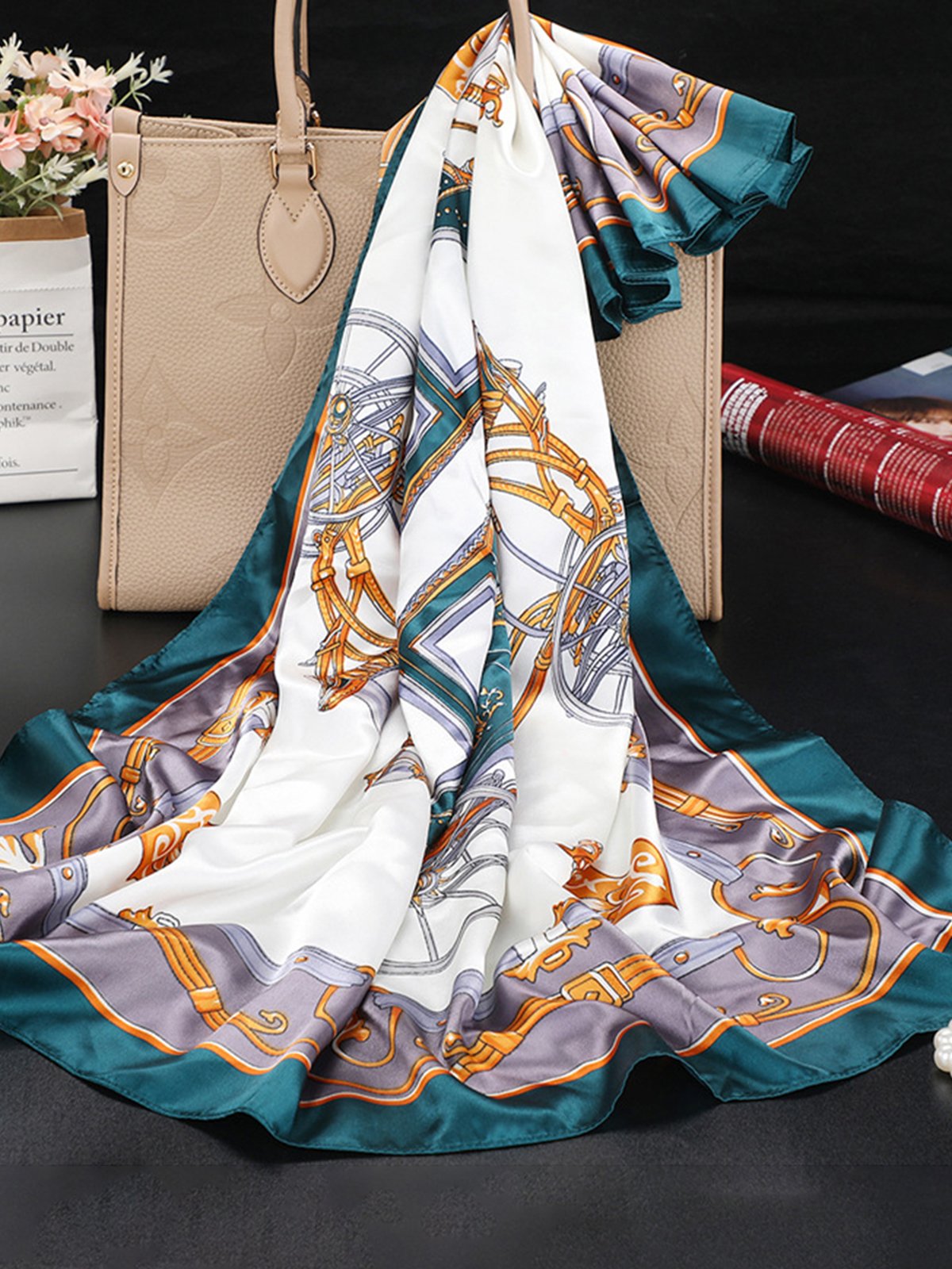 Abstract Print Silk Scarf