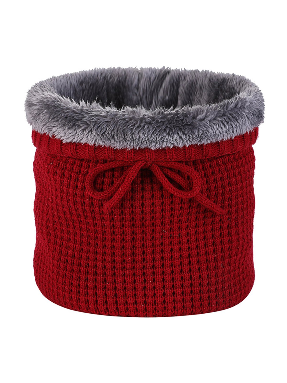Simple Plain Waffle Plus Velvet Warm Scarf