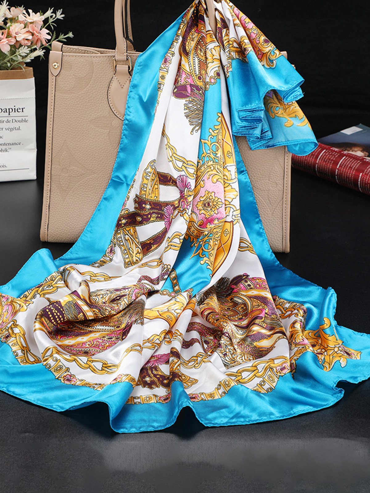 Abstract Print Silk Scarf