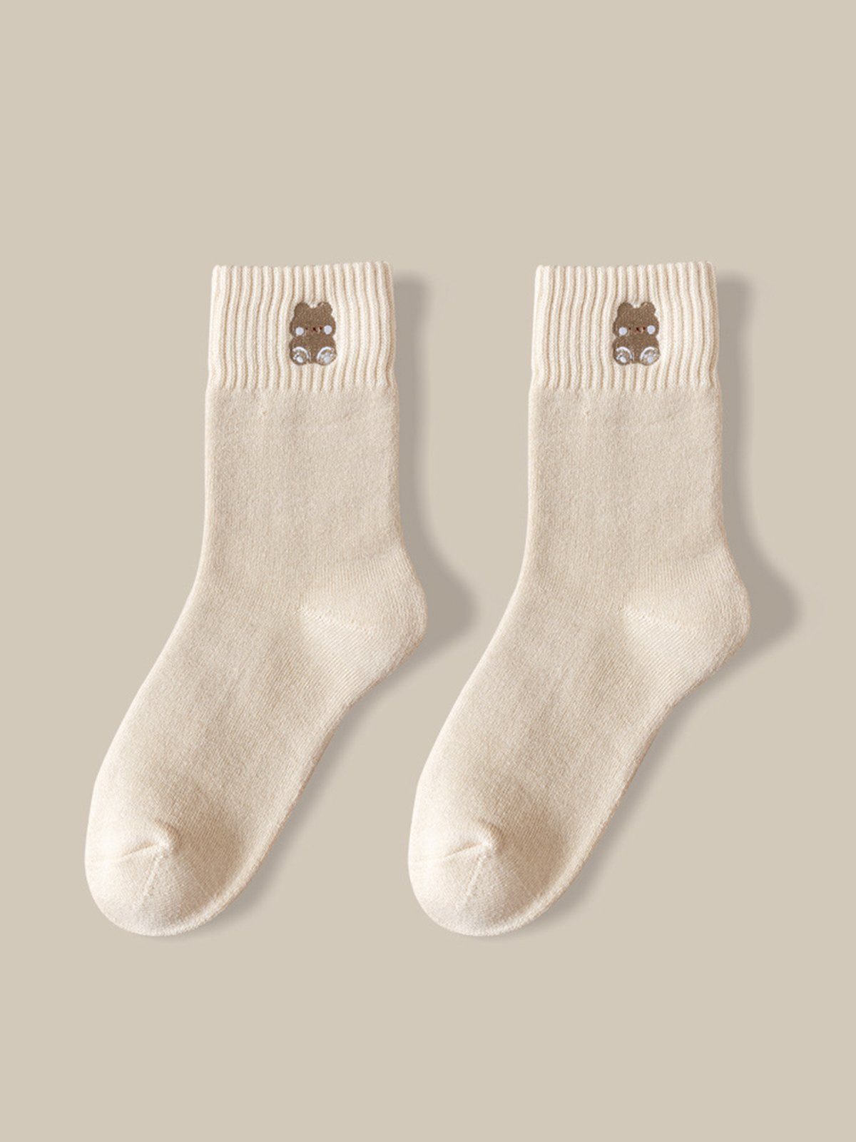 Retro Bear Heart Cotton Warm Socks 5 Piece Set