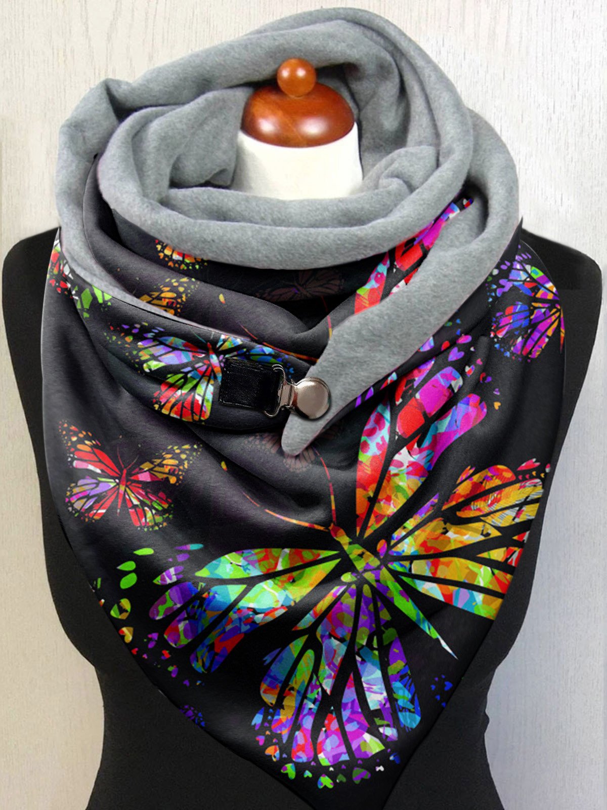 Simple Butterfly Print Warm Triangle Scarf
