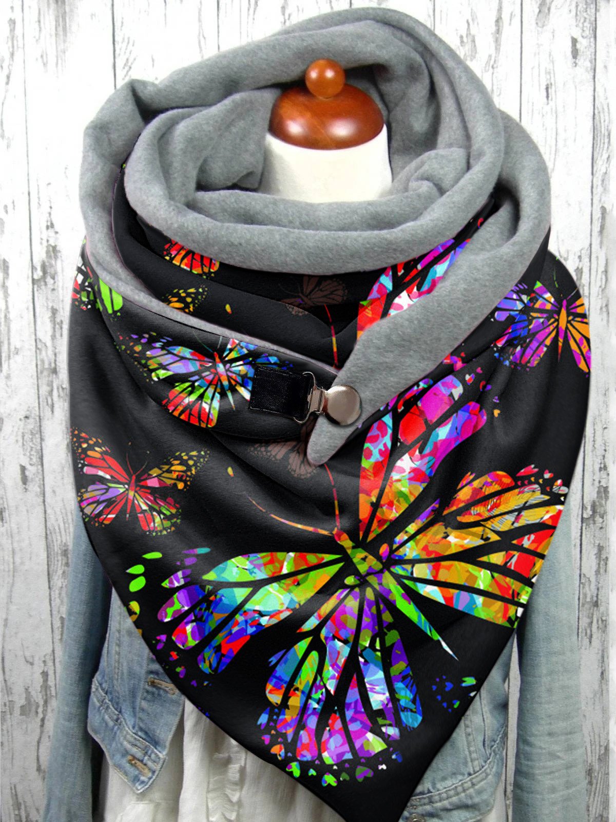 Simple Butterfly Print Warm Triangle Scarf