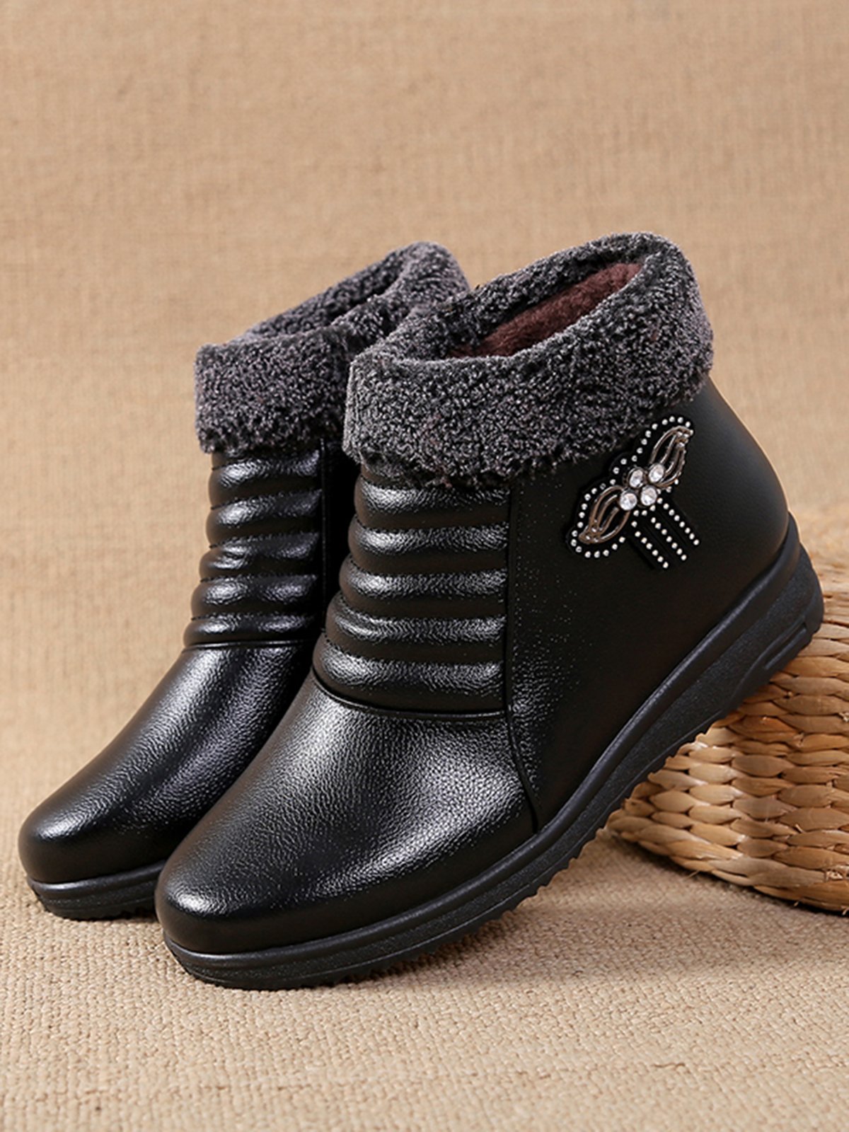Winter Wedge Heel Snow Boots