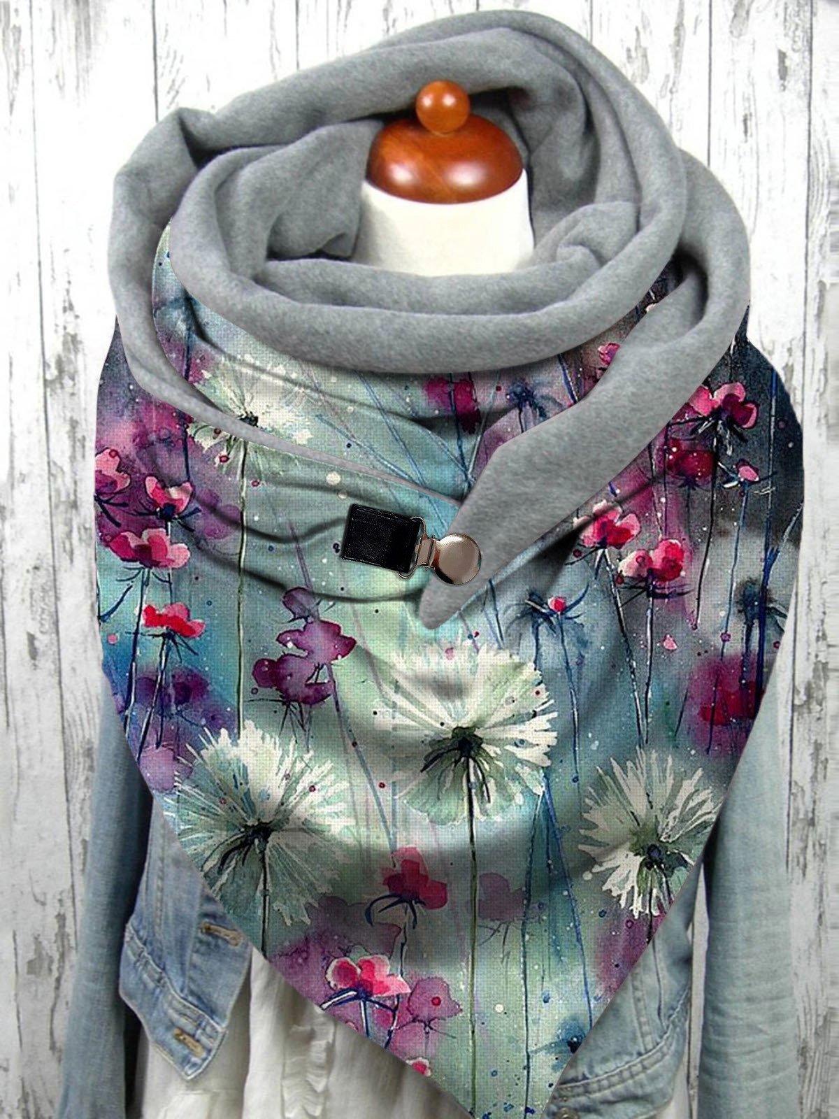 Vintage Dandelion Print Warm Triangle Scarf