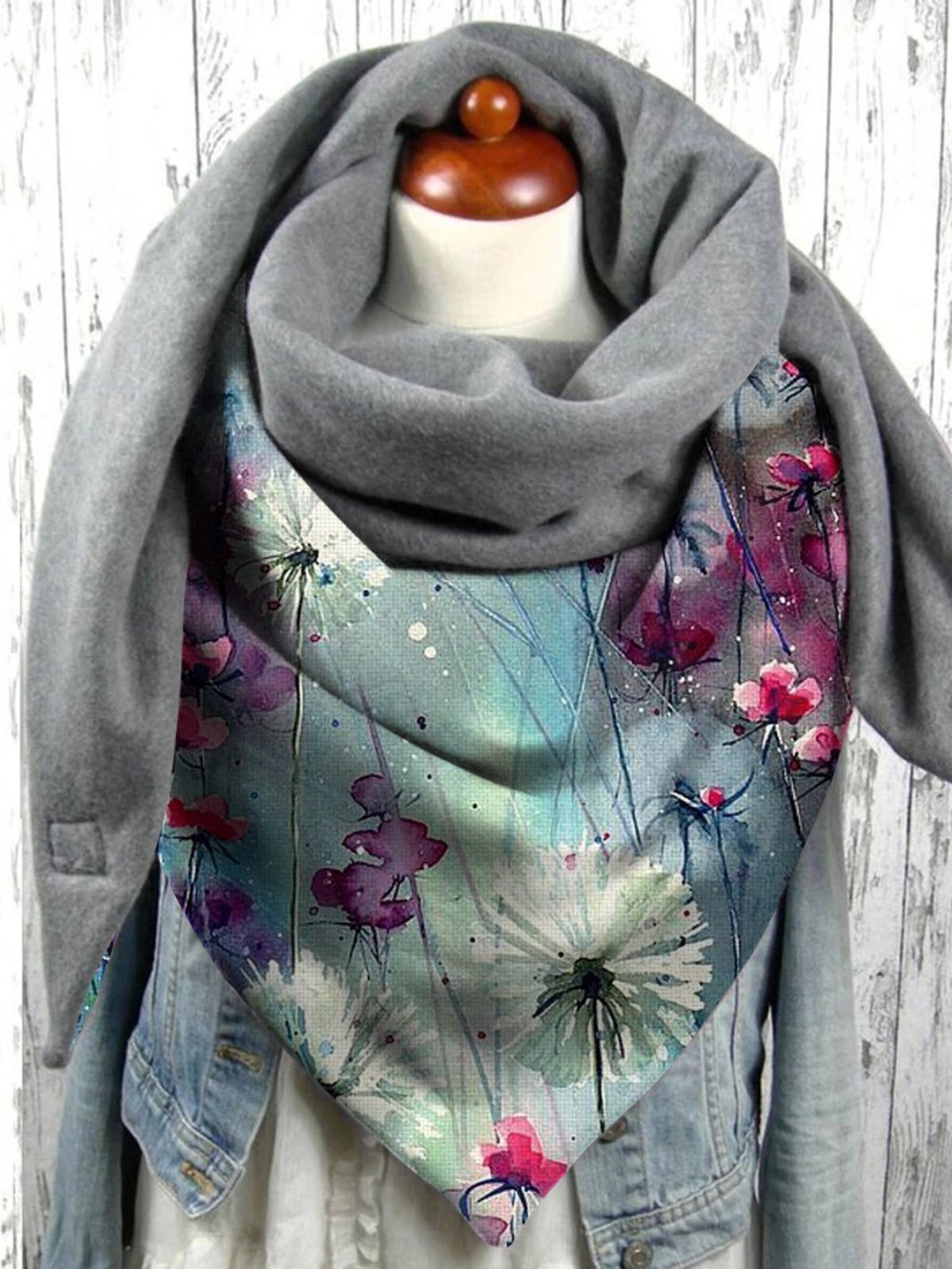 Vintage Dandelion Print Warm Triangle Scarf