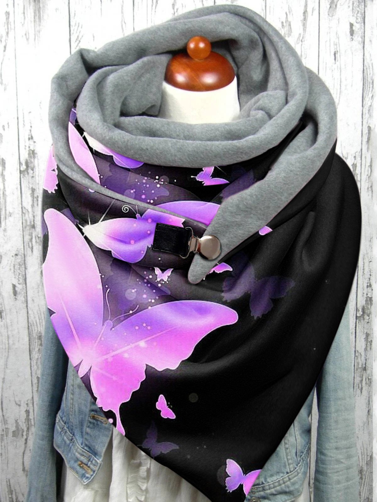 Vintage Butterfly Print Warm Triangle Scarf