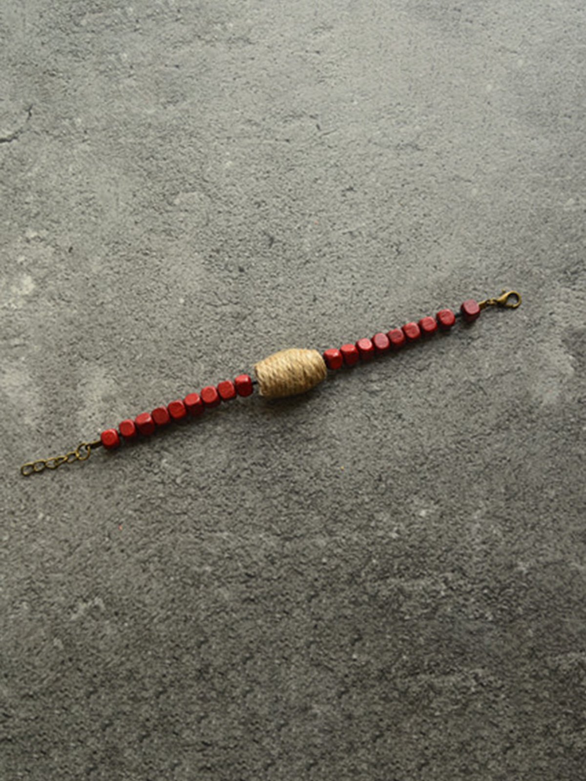 Vintage Wooden Bead Hemp Rope Bracelet