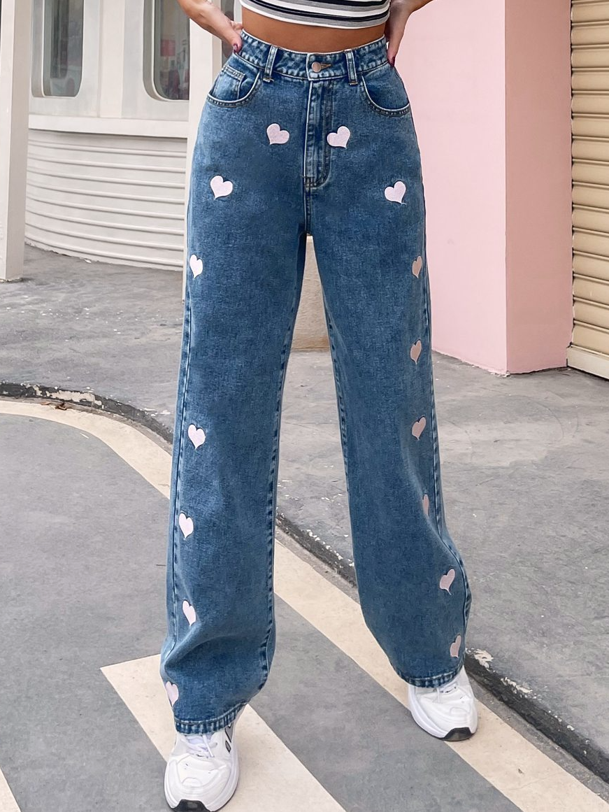 Casual Denim Plain Denim&jeans
