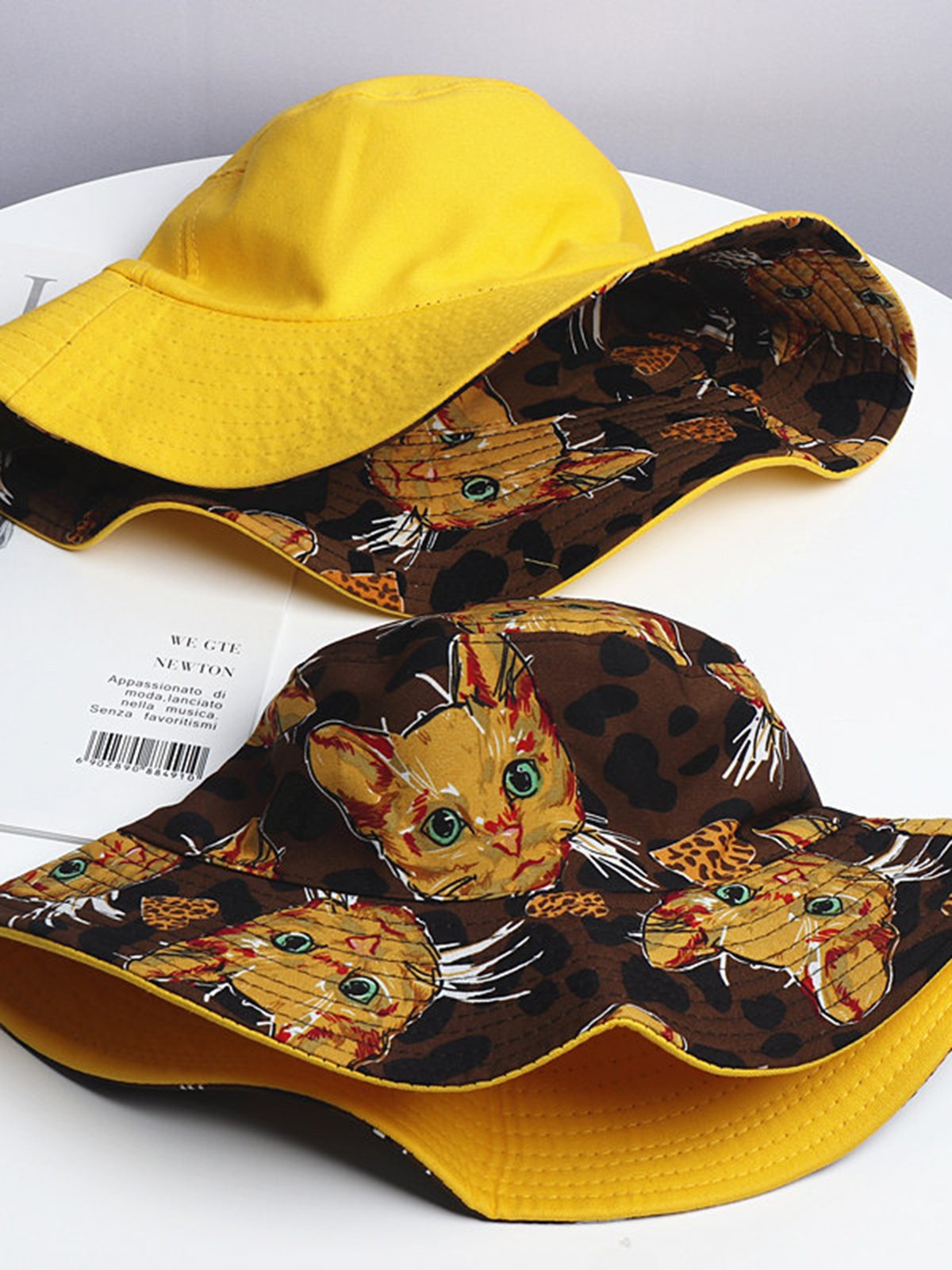 Cotton Cat Print Bucket Hat