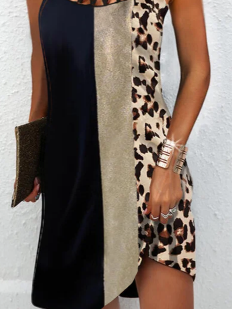 Crew Neck Loosen Leopard Shorts