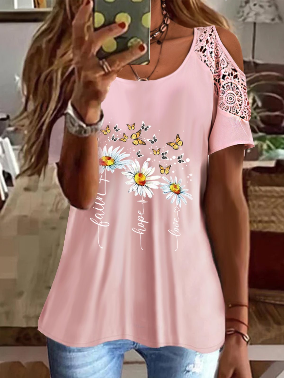 Loosen Vacation Cotton Blends T-shirt