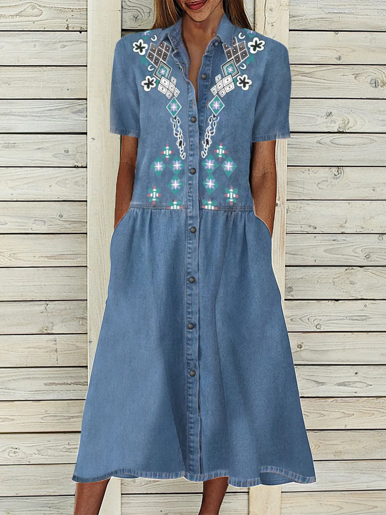 Casual Shirt Collar Midi