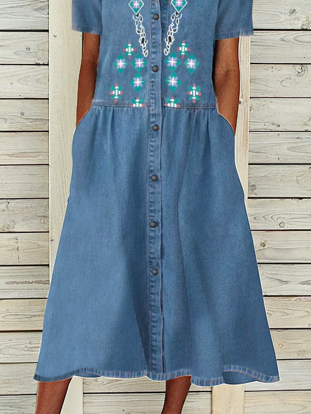 Casual Shirt Collar Midi
